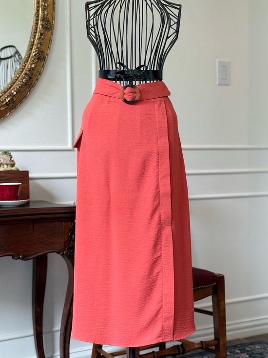 NYC Dresses & Skirts - NYC Coral Maxi Wrap Skirt with Belted Ring
